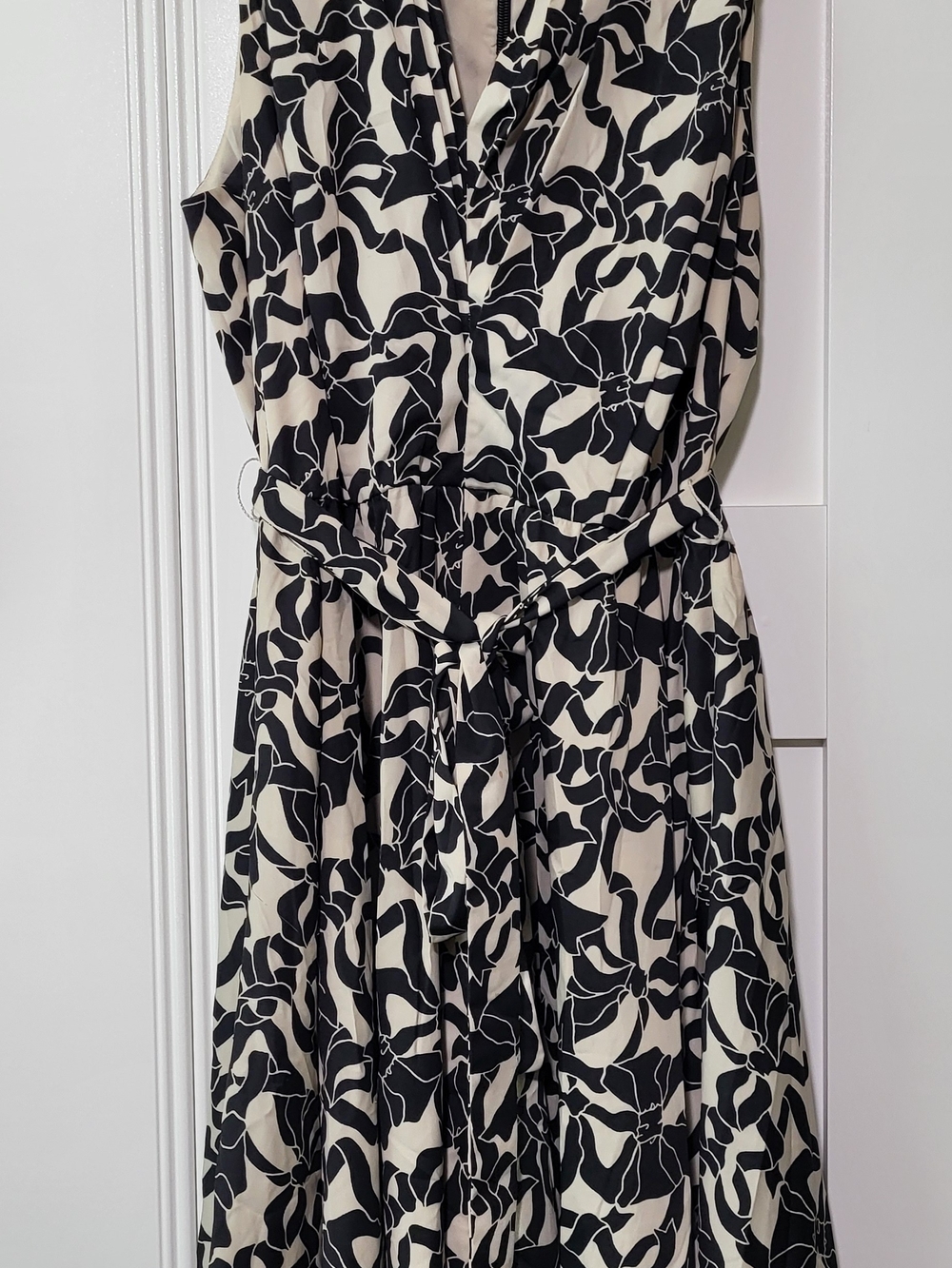 New York & Company Black and Cream Floral Midi Dress